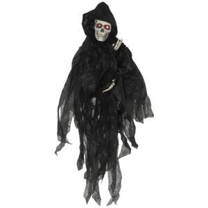 Unique Halloween Decorations Hanging Grim Reaper in Black Robe Outdoor Scary