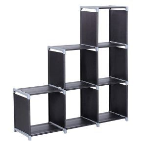 6 Cube Storage Shelf Organizer Unit 3 Tiers Black For Bathroom Bedroom Office