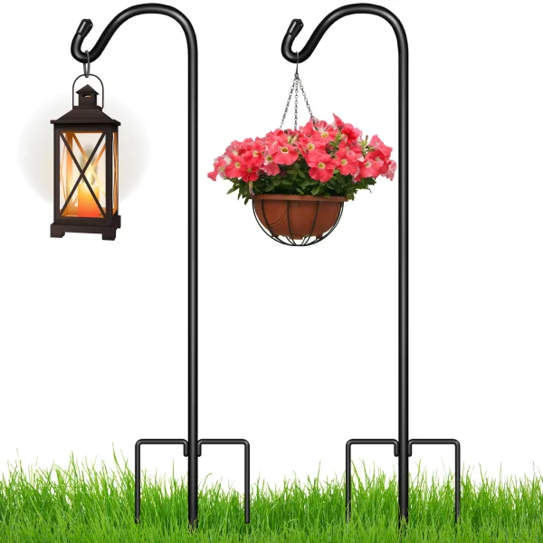Garden Shepherds Hook Tall Set of 2 For Hanging Plants Wind Chimes