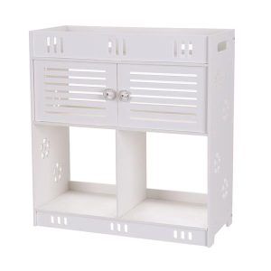 Rustic Bathroom Furniture Small Wall Mounted Cabinet 2 Tiers White