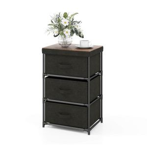 Living Spaces Night Stand Bedroom End Table With 3 Drawers Black