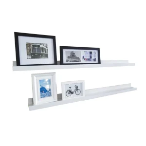 Wood Display Wall Shelf For Books Pictures Movies Records Modern White