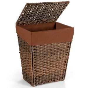 Foldable Dirty Clothes Basket Laundry Hamper With Lid Removable Liner