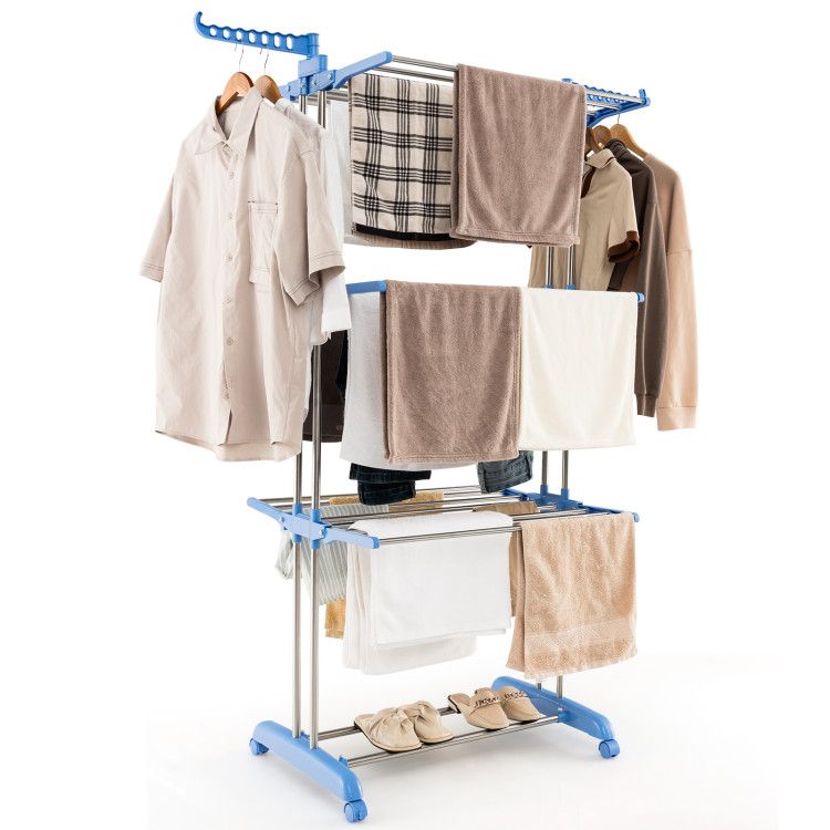 Wet Cloth Dryer Stand Foldable Clothes Drying Rack Rolling Hanger