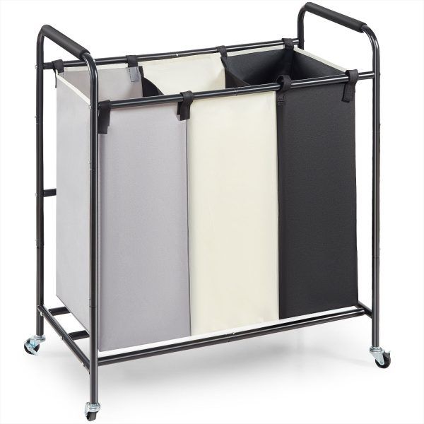 Laundry Sorting Cart With 3 Removable Bags Dirty Clothes Trolley